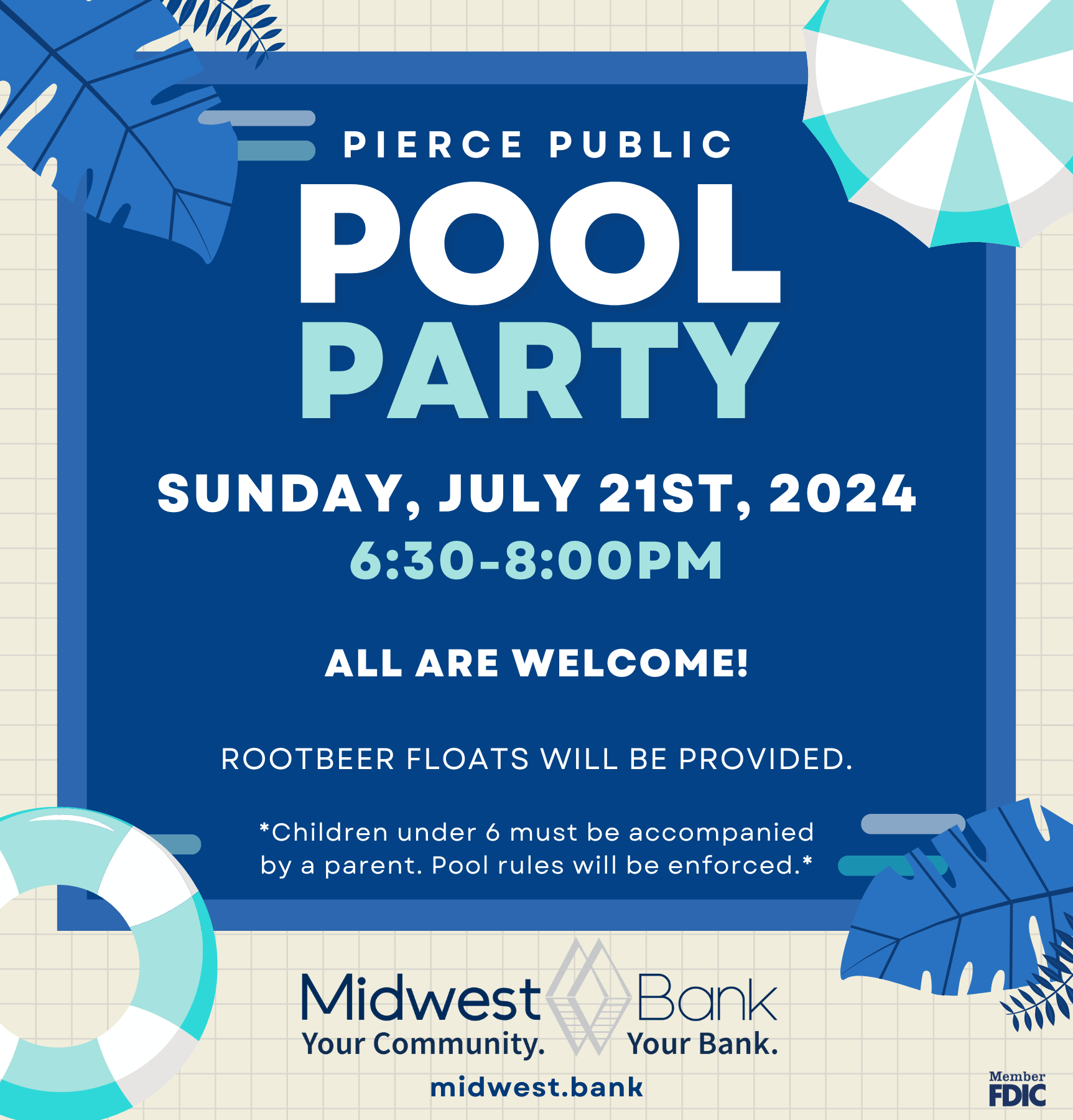 Pierce Pool Party graphic ad