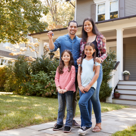 Young hispanic family new home